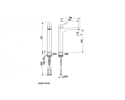 KFA Armatura Смеситель MORRIS  для умывальника высокий 5242-712-00